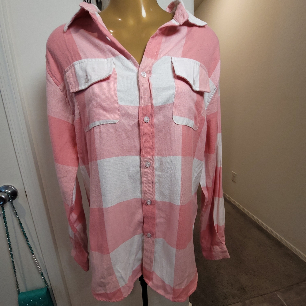 Barbie Pink and White Plaid Button Down Shirt